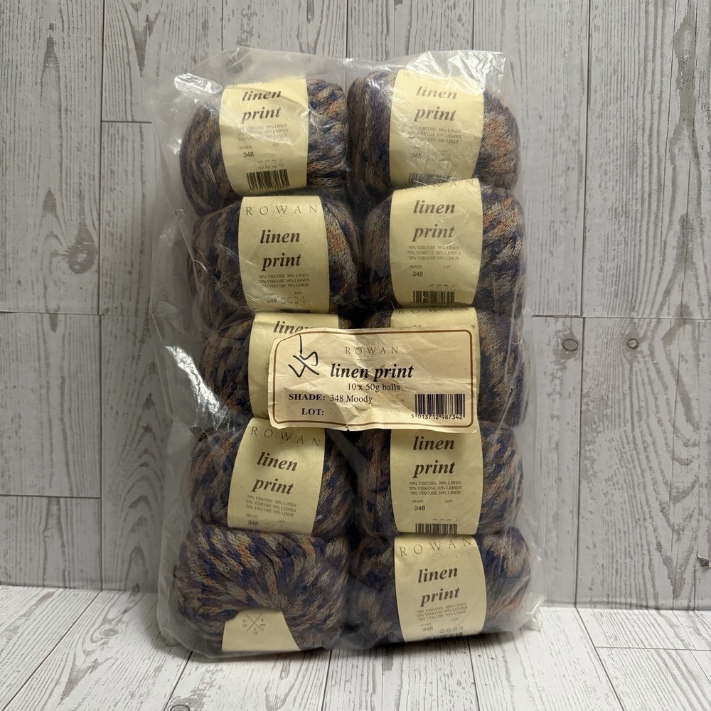 Rowan Cotton Braid Linen Yarn Bundle Of 10 50g Each‎ #348 Moody Gray Blue Orange